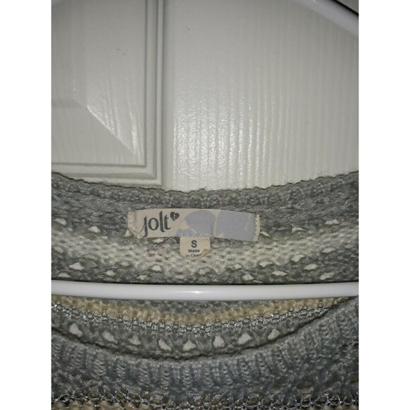Jolt Women's Sweater Size S Striped Metallic Silver Thread Loose Weave - Picture 2 of 3